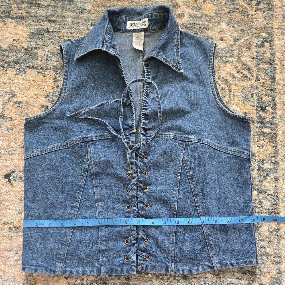 Vintage Denim Cowboy Collared Vest Top - Picture 7 of 9